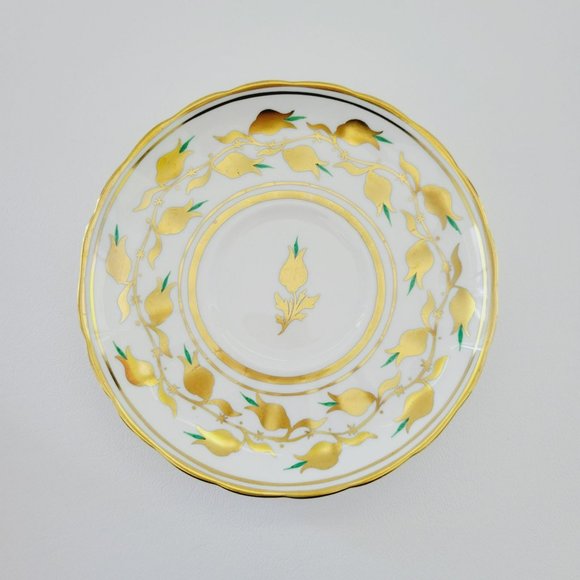 Royal Chelsea Golden Jade Teacup & Saucer, Gold Vines & Flowers, Royalcore Glam - Picture 5 of 16